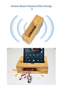 1pc Personalized Wooden Phone Amplifier Stand, Customizable Name Engraved Universal Portable Desktop Slouchy Phone Holder, Suitable For Watching Videos, Live Streaming, Creative Gift For Friends, Family, Lover, Halloween, Christmas, Party