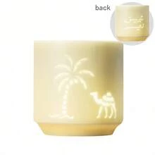 1 pieza Taza de espresso de cerámica, taza de té, diseño hueco creativo, estilo del desierto de Oriente Medio, árbol de coco de camello, la belleza del arte del vasto desierto, taza simple y exquisita de alta gama, resistente a altas temperaturas, sensación cómoda, alta calidad, taza de té para oficina y hogar, muy adecuada para uso personal o regalo