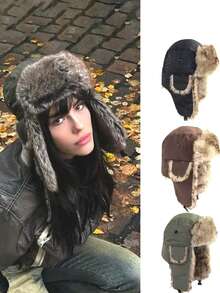 قبعة شتوية يمكن ارتداؤها من قبل الجنسين مع أذرع مبطنة بالفرو، مناسبة للأنشطة الخارجية والترفيه، قبعة تزلج شتوية مقاومة للرياح والبرد
