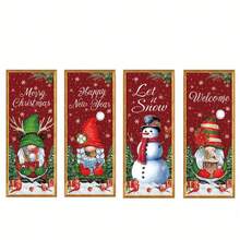 4pcs Christmas Porch Banner Set - Seasonal Holiday Outdoor Hanging Flags, Polyester, Multipurpose, No Electricity Needed, Festive Design For Doorway, Wall And Yard Decor