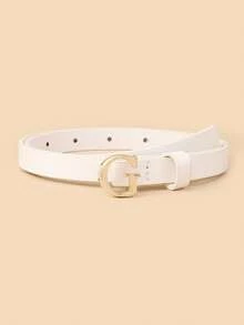 1 pieza Nuevo cinturón fino para mujer, cinturón decorativo de PU de calidad, accesorio para vestido - Blanco - Ver 6