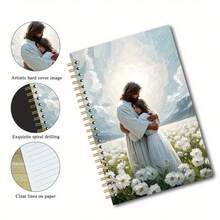 耶稣拥抱女性螺旋笔记本 - 鼓舞人心的基督教艺术封面，50 页优质纸张，13.97x21.08 厘米个人日记本，是送给基督徒的完美圣诞礼物，适合宗教日记、精神写作、Sere Ne 封面设计、鼓舞人心的艺术品、艺术封面设计 - A - 查看 5