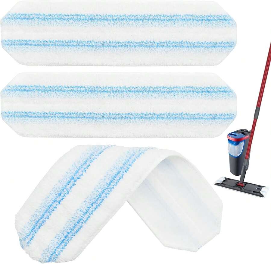 Mop Replacement Pads Compatible With O-Cedar H2prO Flat Mop System, 3 Pack Microfiber Mop Heads Replacements For Ocedar Flat Mop, Washable And Reusable Mop Pad Refills,  On Hard Floors