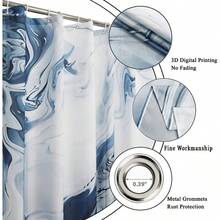 M  Blue Marble Shower Curtain Modern Abstract Blue And Grey Ombre Marble Art Bathroom Curtain Waterproof Fabric Machine Washable With Hooks 72 Wx72 L - Màu xanh lam - Xem 5