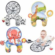 Infant Tummy Time U-Shaped Learning Pillow, Featuring Colorful Cartoon Animal & Nature Designs - Soft Polyester Infant Activity Seat For Motor Skill Development Interactive Sensory Play, Baby Play Mat, Playful Character Design, Durable Baby Toy, Christmas & Halloween Gift