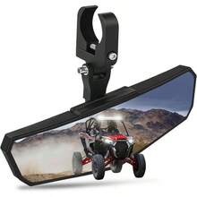 Espejo retrovisor UTV, SXS UTV Espejo central con abrazadera de aluminio para montaje en jaula de 1.5 a 2 pulgadas, compatible con RZR, Maverick Can Am X3, Talon - Negro - - Ver 1
