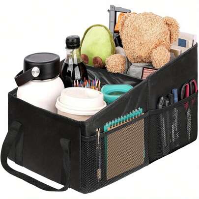 1PC Car Seat Organizer, Car Organizer With Side Pockets, Universal For Front And Rear Seats - Foldable, Multiple Compartments For Classified Storage, Removable Middle Partition, Multi-Functional Car Storage Organizer, Travel Essentials