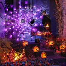 Leuchtende Spinnennetz LED-Lichter - 70 leuchtende Glühbirnen in 8 Modi - Schaffen Sie eine gruselige Atmosphäre für Halloween-Partys, Schlafzimmer, Bars und mehr Halloween-Party Halloween Horror Nights Halloween-Dekoration Raumdekoration Heimdekoration Partydekoration Wanddekoration