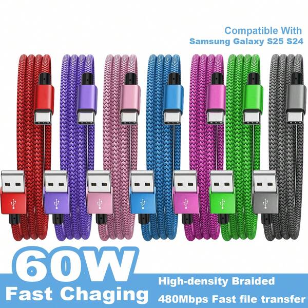 USB To USB C Cable, (1-Pack,3.3/6.6/10ft) Type C Charger & USBC Charger Cord 3A Fast Charging For Galaxy S25 S24 S23 S22 A56 A55 A36 A35 A16 A15, Moto G, Pixel 9