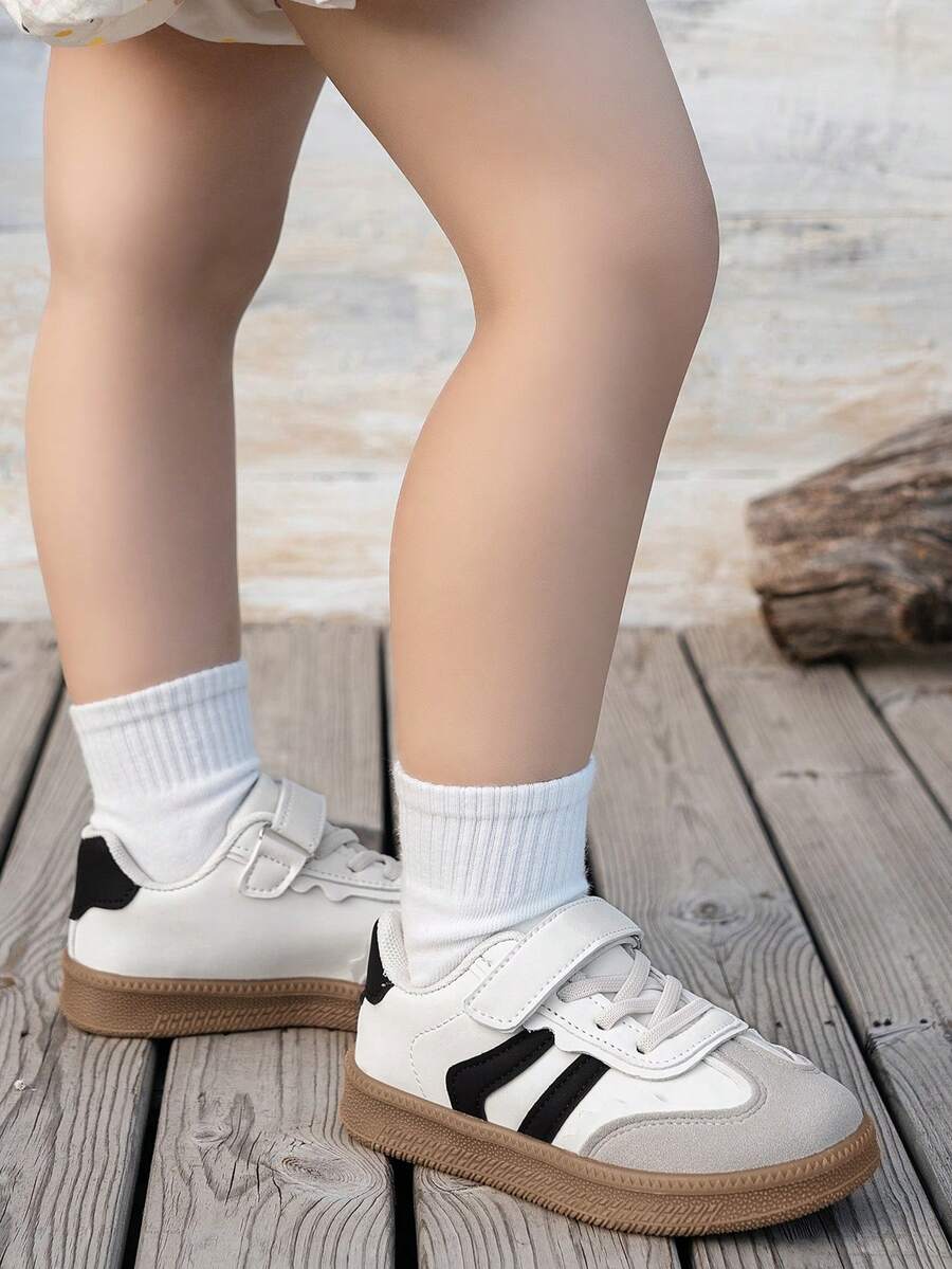 1 双女童休闲运动鞋，软底秋季运动跑步鞋，低帮复古运动鞋 - 米色 - 查看 1