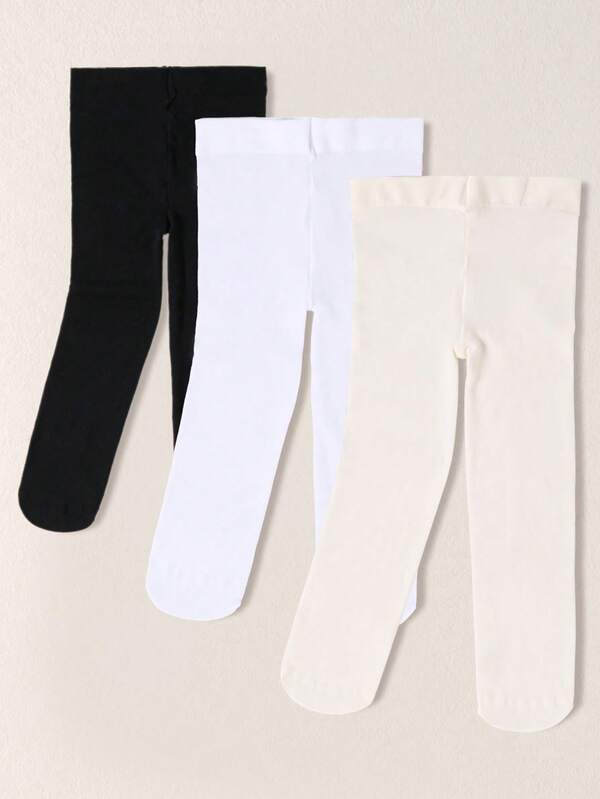 1/2/3 Pairs Solid Color Toddler Girl Leggings, Baby Essentials Casual Sports Dresser Tights, Baby Girl Stuff Comfortable Pantyhose Newborn Stockings- Black White Pink Beige, Ideal For Daily & Spring Summer Autumn Winter Wear, Halloween Decorations Christmas Xmas Gift