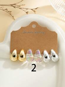 Fashionable Colorful Water Drop Earrings Set. Unique European & American High-End Elegant Earrings. Great Gift For Friends And Family. - Colorful - View 12