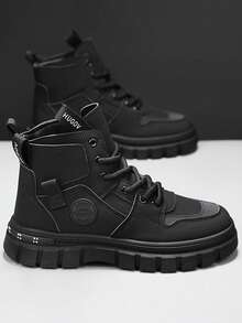 2025 New Men's Hiking Boots, Thick Sole, Anti-Slip, Durable, High-Top, Round Toe, Lace-Up, Color Blocking, Soft & Comfortable, Outdoor Sports, PU Leather, Waterproof, Oil-Resistant, Outdoor Casual, Work, Holiday, Travel, Hiking, Climbing, Adventure