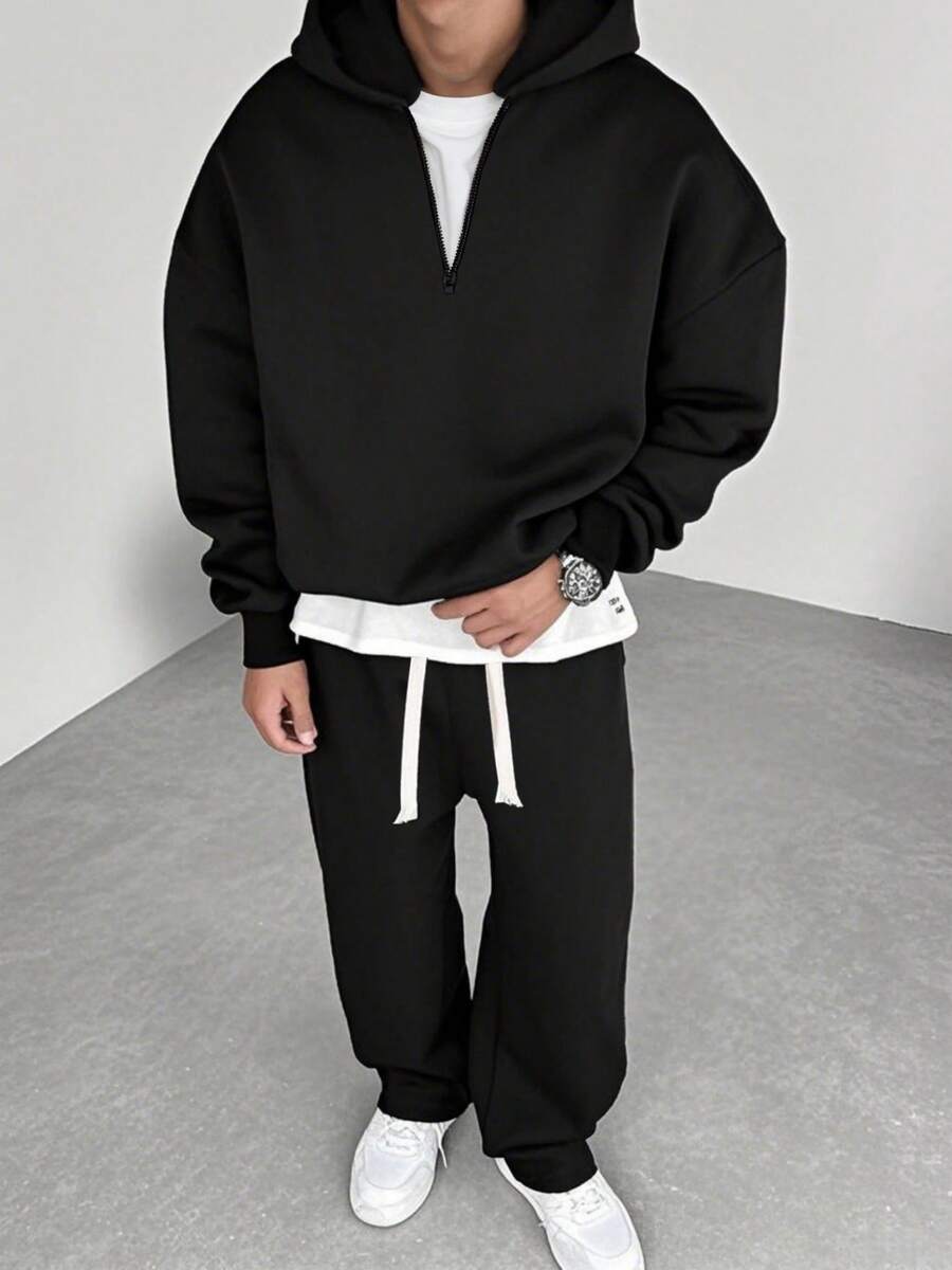 2件套男士秋冬休闲运动连帽运动服套装