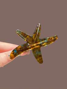 1pc Women's 7.5cm/2.95in Brown, White, Red, Tortoiseshell Ombre Acetate Starfish Hair Clip, Fashion Versatile High-End Elegant Simple Solid Color Edge Hair Accessory Suitable For Daily Casual, Party, Commute, Beach, Vacation, Ponytail, Bun, Face Washing, Makeup, Outfit Matching, Claw Clips, Hair Claws, Hair Slide, Hair Barrettes