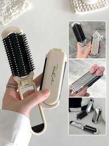 1 Piece Foldable Hair Brush With Mirror, Portable Pocket Comb, Compact Travel Hairbrush, Anti-Static Detangling Hair Brush, 2-In-1 On-The-Go Hair Comb (Suitable For Placing In Handbags). It Is Perfect For Travel, Office And Daily Use. It Is An Ideal Birthday Gift For Women And Adults, And Also An Excellent Christmas Present For Friends, Suitable For Convenient Home Use. It Features A Simple And Elegant Design.