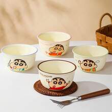 CRAYON SHINCHAN Nuevo tazón de arroz fresco de Crayon Shin-Chan, tazón beige lindo, vajilla de cerámica de dibujos animados de alta calidad