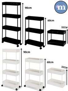 Estante De Almacenamiento Para El Suelo De La Cocina, Carrito Organizador, Estante De Almacenamiento Multicapa Para Sala De Estar, Dormitorio, Estante Con Ruedas, Coche Para Aperitivos, Multifuncional de 4 capas. Carrito De Almacenamiento Multiusos Para La Cocina Con Ruedas, Organizador De Especias, Utensilios Y Alimentos 0801, 0802, 0803 - Blanco - Ver 2
