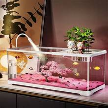 Large Landscaping Fish Tank, Home Desktop Aquarium With High Transparency, Turtle Tank With Cover, Stream Tank, Goldfish Tank