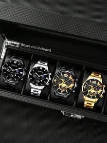 6pcs/Set Men's Business Casual Quartz Watches With Calendar, Round Dial, Multiple Color Options, Perfect Gift For Father's Day, Birthday Or Anniversary - Multicolor - View 4