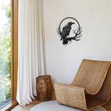 户外走廊壁挂金属装饰品，鸟形铁艺镂空金属工艺品 - 黑色 - 查看 4