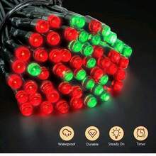 1 Pack 20/100/200 Solar Powered LED String Lights, Auto On/Off - IP54 High Quality Outdoor/Indoor Christmas Lights, 8 Lighting Modes (Flashing/Steady/Chasing/Party), Solar Panel Charging, Red & Green Fairy Lights, Suitable For Christmas Tree, Garden, Patio, Party Decor - Energy Efficient Solar String Lights, Solar Christmas Lights, Garden Lighting, Decorative Lighting, Holiday Decor, Holiday Lighting, Waterproof Lights, Home Decor, Garden (Warm, Colorful, White, Red, Green)