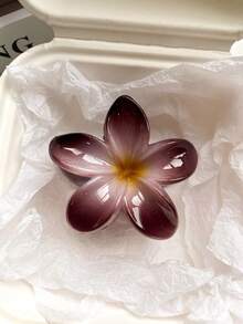 3个/1个 7.7厘米/3.03英寸芙蓉花造型塑料发夹，红/棕/酒红三色可选，轻巧便携，适合日常佩戴、休闲、派对、通勤、海滩、度假、扎马尾、盘发、洗脸、化妆等场合，秋冬季必备，优雅发夹，夏季百搭。 - 彩色 - 查看 8