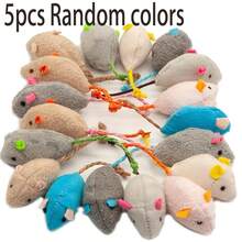 5-10pcs Rattle Cat Mouse Toy Imitation Fur Cat Mouse Toy Interactive Cat Game Toy Indoor Cat Toy