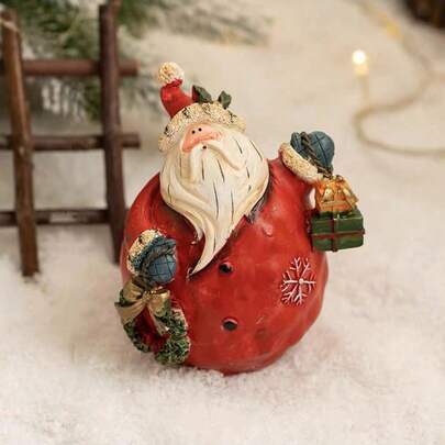 Resin Santa Claus Figurine, Christmas Decoration, Desktop Ornament, Christmas Scene Decor