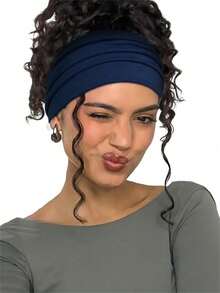 女式头巾 3 件套宽头带防滑抓地力，波西米亚风格弹力吸汗带，适合运动跑步工作时尚发饰经典发带，发带秋冬度假装女士优雅围巾 - 彩色 - 查看 17