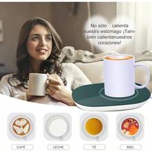 Calentador de Tazas de Café,Taza de Café de Acero Inoxidable Calentador Taza EléCtrico,DeteccióN Inteligente de Gravedad,Café Aislado,Agua,Leche,é,Adecuado para La Oficina y El Hogar (Negro) - Taza Caliente-Verde Oscuro - Ver 3