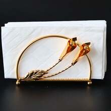 1 pezzo Portasalviette in carta stile europeo a forma di giglio di calla dorato, adatto per soggiorno, sala da pranzo, studio, camera da letto, esterno e varie occasioni