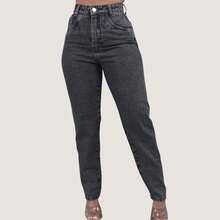 Women's High-Waisted Mom Jeans, Graphite Gray Premium - Graphite Gray - View 1