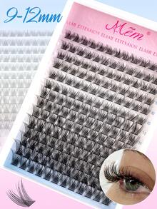 MEM 144Pcs 9-12mm D-Curl Lash Clusters, Soft Lightweight Reusable Segmented False Eyelashes, Beginner DIY Grafting Set For Daily, Travel, Party & Wedding Makeup, Ideal Christmas & Halloween Gift - Black - View 3