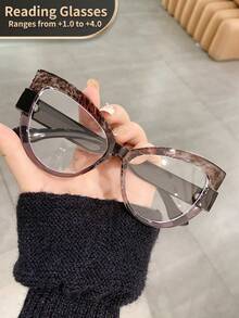 LiMiaoMiao 1 件超大猫眼老花镜，男女适用，复古风格，透明镜片，电脑/老花镜，放大倍数 +1.0 至 +4.0 - 透明 - 查看 17