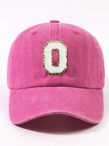 1 件时尚紫红色 26 个字母贴片简约棒球帽，街头休闲聚会弧形帽檐爸爸帽，男女通用户外可调节四季棒球帽 - 棒球帽 - 查看 35