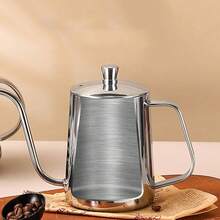 1 Stück 350ml/600ml Edelstahl Kaffeekanne mit Deckel, Tropf-Kaffeemaschine, Kaffee-Zubehör, Lernmittel (Schwarz/Silber)