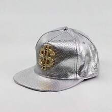 1 Stück Dollarzeichen & Kunstkrokodilleder Flachbrim Baseballkappe, modische vielseitige Snapback Mütze für Lässig, Hip Hop, Rock Tanz, geeignet für den täglichen Gebrauch, verstellbare Größe