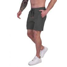 - Pantalones cortos deportivos para hombre, pulgadas, para correr, deportes, gimnasio, con bolsillos con cierre - Gris metalizado + G - Ver 3