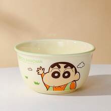 CRAYON SHINCHAN Nuevo tazón de arroz fresco de Crayon Shin-Chan, tazón beige lindo, vajilla de cerámica de dibujos animados de alta calidad