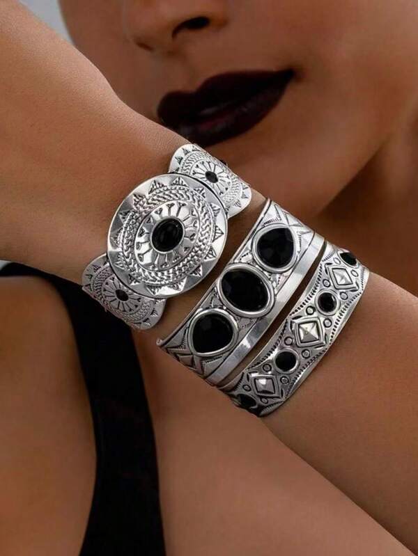 Dark Forest Gothic Style Open Cuff Bracelet, Vintage Boho Western Style Bracelet For Women