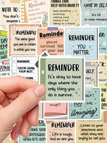 50pcs Cartoon Doodle Reminder Note Stickers For DIY Decoration On Laptop, IPad, Guitar, Water Bottle, Phone Case, Waterproof - 彩色 - 查看 5