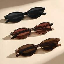 3-Pack Unisex Y2K Basic Small Frame Simple Fashion Decorative Glasses, Cat Eye Style Thin Edge Suitable For Party/School Shopping Daily Use Halloween Christmas Return Season Gift Shooting  Durable Stunning Accessories - 3pcs-紋深茶組合 - 查看 6