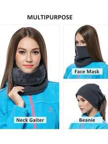 2 Piezas /1 Pieza Calentador de cuello de invierno tipo gaitera para hombres y mujeres, bufanda de forro polar de invierno a prueba de viento para esquiar, hacer senderismo, ciclismo - Multicolor - Ver 4