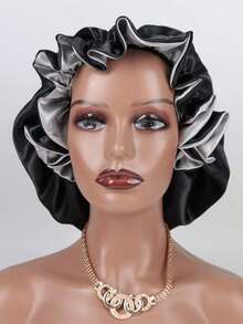 1pc Two Tone Satin Hat Silk Bonnet Satin Bonnet - Xám - Xem 10