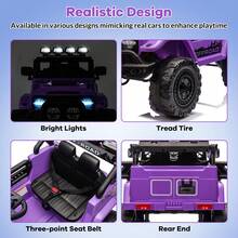 Huisuilinss Kids Ride On Truck,12V Ride On Car,Electric Car With 5MPH Max Speed,Remote Control,Steering Wheel,Accelerator Pedal,Treaded Tires,Music,Ride On Toy For Kids Ages 37-96 Months - Màu tím - Xem 4