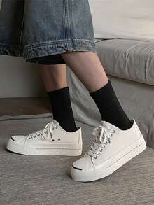 Teens' Canvas Shoes, Niche Couple Casual Sneakers, Unisex Low-Top Vulcanized Thick-Sole Canvas Shoes