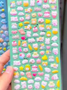 可爱卡通动物泡沫贴纸,文具,笔记本贴纸,笔记本衬纸,贴纸笔记本,不干胶贴纸 - 彩色 - 查看 3