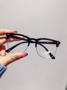 1 Pair Kids Oval Frame Fashion Non-Prescription Glasses, Suitable For Boys And Girls Daily Decoration, Back To School, Holiday, Travel, Halloween Party, Photography Props