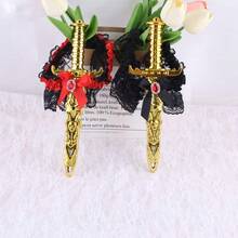 1PC Halloween Medium Adult Makeup Props Pirates Of Caribbean Hat Plastic Knife Sword Black Lace Leg Set